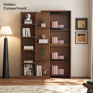 Solid Wood Hidden Compartment Floor-standing Bookcase Integrated Storage <strong>Cabinet</strong> <strong>for</strong> <strong>Small</strong> Apartment <strong>Living</strong> <strong>Room</strong> Bedroom-Simple - Product Image 3
