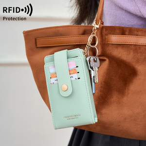 Cartera Tarjetero Simple y Elegante para Mujer, Cartera de Monedas con Múltiples Ranuras y Doble Pliegue, Cartera Corta Ultrafina con Bloqueo RFID - Product Image 5