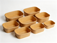 Bol en papier kraft carré vintage écologique Eco Earth avec couvercle, micro-ondable, jetable, pour camping, à emporter, pour salade