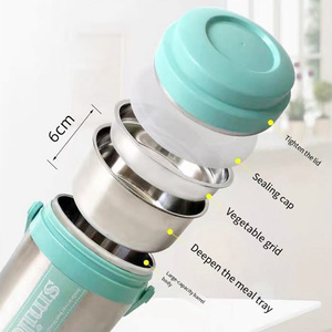 Dubbele Wand 18/8 Roestvrijstalen Thermos Lunchfles Verwarmbare Tiffin Doos Met Handvat Voor Kantoor Of School - Product Image 4