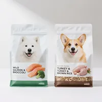 Sachets d'emballage en plastique personnalisés à fond plat gaufré, refermables, à huit soudures latérales, pour aliments pour animaux de compagnie (chats/chiens) - Vente en gros