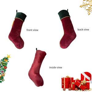 Vendita all'ingrosso di vellutato semplice calza di <span class=keywords><strong>natale</strong></span> Vintage alla rinfusa ornamento di lusso con nappa da ricamo per albero - Product Image 3