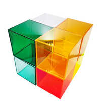 Vente en gros de cubes en acrylique coloré présentoir carré à 5 faces plateau en plexiglas support de magasin de détail boîte de présentation en lucite