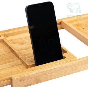 Plateau de baignoire en bambou extensible et durable Plateau de baignoire de luxe avec baignoire latérale extensible Plateau organisateur de bain de haute qualité - Product Image 6