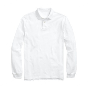 Camisa Polo de Manga Larga para Hombre, Estilo Vintage, Casual, Corte Ajustado, 100% Algodón, Cuello Acanalado, Lisa, al por Mayor - Product Image 4