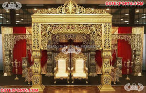 Mandap de mariage hindou de style moderne avec une grande majesté royale traditionnelle sculptée à la main par l'empereur - Product Image 5