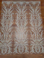 Tissu en dentelle brodée multicolore avec perles et paillettes pour robes de mariée haut de gamme, accessoires de vêtements DIY, décoration en dentelle et maille