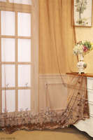 Cortina Moderna y Económica para Ventana, con Bordado Romano, Ignífuga, 100% Poliéster, para Ventanas Francesas, Decoración de Sala de Estar