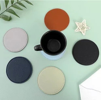 Sous-verres ronds en cuir PU de qualité supérieure, simples et modernes, isolants thermiquement, pour la maison, les cafés, imperméables