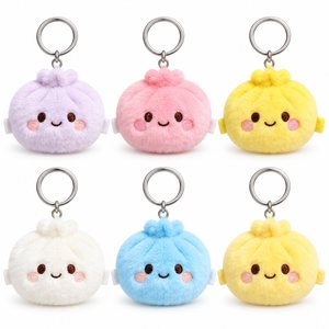 Porte-clés en peluche en gros, breloque de sac en forme de boulette douce et rembourrée, jouet à presser Kawaii, cadeau pour enfants OEM/ODM - Product Image 1