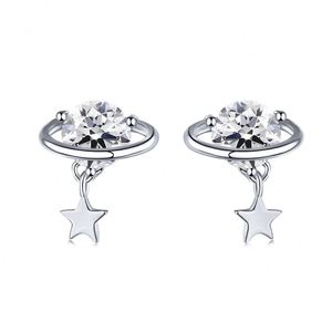 Dylam Tiny Minimalist Design 925 Sterling <b>Silver</b> Rhodium 18K Gold Plated Planet Star Dangle <b>Stud</b> <b>Earrings</b> for Girls Women - Product Image 1