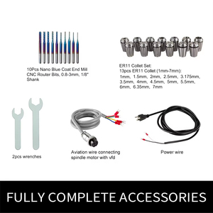 Kit de Motor de Husillo Refrigerado por Aire para Router CNC de 800W, 110V/220V, 0.8KW, ER11, 24000rpm, con Inversor para Máquina Router CNC para Madera - Product Image 5