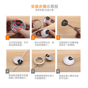 Zinc Alloy Wire Hole Cover 35mm Round <b>Cable</b> <b>Management</b> Cap Desktop Use - Product Image 2