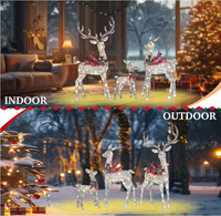 Figurine de renne lumineuse LED de Noël, décoration de cerf en strass, écharpe en peluche, décoration de table de fête pour la maison