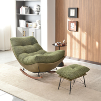 Ensemble de fauteuils de salon design en tissu doux, fauteuil à bascule et pouf, pour la détente et le repos, vente en gros