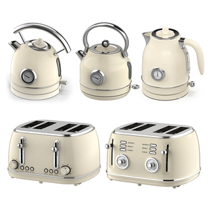 Ensemble petit-déjeuner 3 en 1 en acier inoxydable style rétro, grille-pain électrique 4 tranches, bouilloire et mixeur à jus pour hôtel et usage domestique - Product Image 2