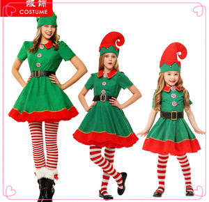 Disfraces de Duendes Navideños para Adultos, Disfraces de Duendes Navideños para Niños, Disfraz de Duende Verde y Rojo - Product Image 2