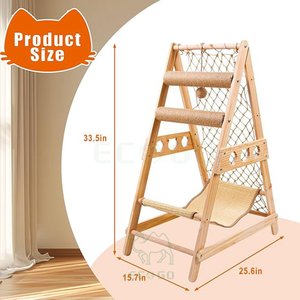 Nhà Sản Xuất Bền Tre Mèo Cây Thang Thang Mèo Cây Với Võng Gãi Bài Leo Núi Web Và Danging Sisal Bóng - Product Image 2