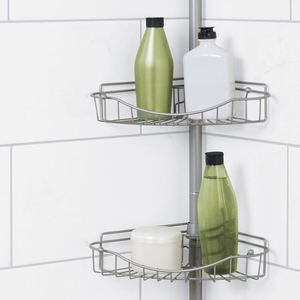 Organizador de múltiples esquinas de aluminio Zuiging Douche Spanning Pool Caddy Hangende Badkamer Muur Opslag Plank Zonder Boren - Product Image 5