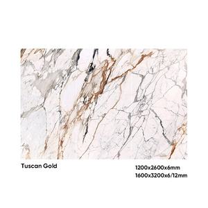 중국 욕실 골드 정맥 세라믹 대형 벽 타일 Calacatta 황금 흰색 도자기 바닥 타일 광택 - Product Image 3