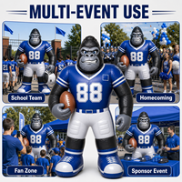 Mascotte gonflable de gorille joueur de rugby pour la publicité extérieure, idéale pour la décoration lors d'événements sportifs
