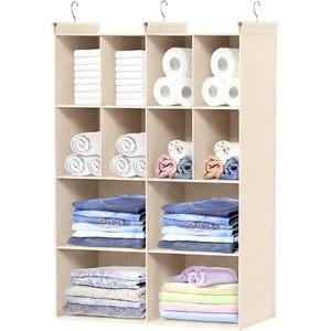 Organizador de armario colgante con 12 compartimentos de tela no tejida para ropa de dormitorio con 3 ganchos - Product Image 1