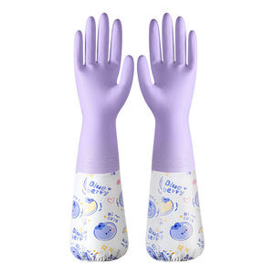 Gants de lavage de la vaisselle en caoutchouc imperméables pour le nettoyage de la cuisine et les travaux ménagers - Product Image 1