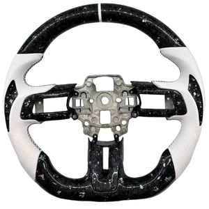 Volante de Coche de Fibra de Carbono Forjada con Cuero Blanco para <span class=keywords><strong>Ford</strong></span> <span class=keywords><strong>Mustang</strong></span> 2015-2017 <span class=keywords><strong>Mustang</strong></span> EcoBoost GT <span class=keywords><strong>Shelby</strong></span> GT350 GT350R 2.3L 5.0L - Product Image 1