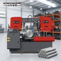 Sierra de cinta horizontal hidráulica de doble columna Mingchuang inteligente de alta velocidad de 350 mm con motor de 5.5KW y alimentación automática