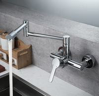 Robinet de cuisine mural thermostatique en acier inoxydable, pliable et extensible, à 2 trous, avec cartouche céramique, installation latérale