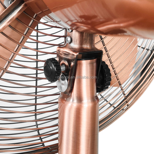 Ventilateur de table rétro entièrement en métal 4 pales silencieuses de niveau de bruit 40db réglage de l'inclinaison à 35 degrés chromé 12 pouces mécanique extérieur - Product Image 5