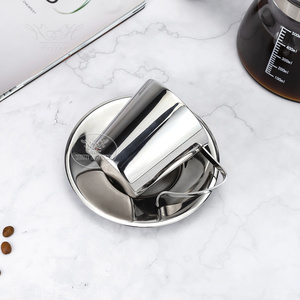 Vaso de chupito Espresso de acero inoxidable 304, espejo de doble pared, tazas de <span class=keywords><strong>capuchino</strong></span>, herramientas de té y café, taza de café con juego de platos - Product Image 5