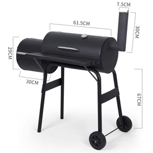 Barbecue au charbon léger sans fumée pour plus de 5 personnes, avec chariot et <span class=keywords><strong>cheminée</strong></span>, modèle Black Barrel - Product Image 3