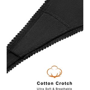 Lot de 5 tangas sans couture pour femmes, sous-vêtements en dentelle taille basse, culottes respirantes en mélange de coton, style sexy - Product Image 4