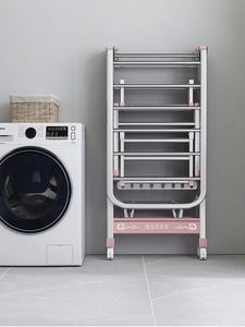 Estante de Lavandería Metálico Plegable de Dos Niveles, Ahorra Espacio, con Bolsa de Almacenamiento para Baño - Product Image 3