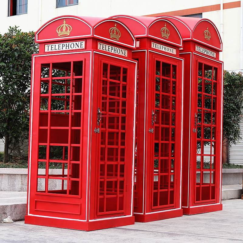 Factory Custom Iron Telephone Box and Post Box Set Painted Model Photography Props for Decoration