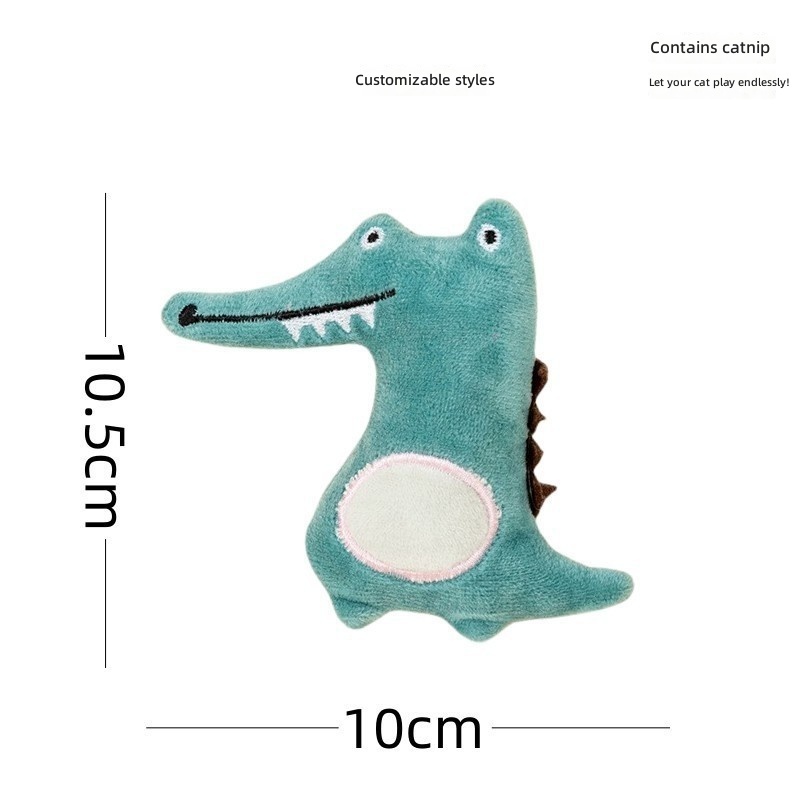 Muñeco de gato dinosaurio verde con menta.