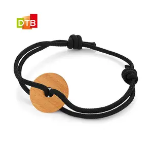 Custom ECO Friendly corda RFID braccialetto gioielli personalizzato in legno bracciale NFC braccialetto da polso in legno per festival musicale tic