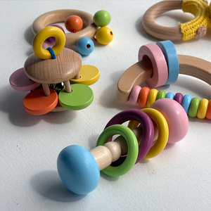 Shine Pep Colorful Wooden Montessori Toddler <b>Bell</b> Gift Set Soft Musical Food-Grade Wristband Brace <b>Baby</b> Rattle Calm Toys 0-24 - Product Image 6