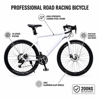 Vélo de course sur route à frein à disque hydraulique 700cc en acier carbone 16 vitesses avec roues en aluminium