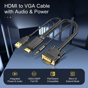 สาย HDMI เป็น VGA ยี่ห้อ Mindpure รุ่น Active รองรับความละเอียด 1080P 60Hz พร้อมช่องเสียบแจ็คเสียง 3.5 มม. และช่องเสียบ USB สำหรับจ่ายไฟภายนอก รุ่น CS5210 สำหรับ PS4, <span class=keywords><strong>Switch</strong></span> และจอภาพ - Product Image 1