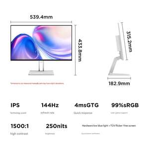 Moniteur d'ordinateur 23,8 pouces FHD 144Hz IPS WLED, 99% SRGB, protection des yeux, écran de jeu avec haut-parleurs intégrés pour une utilisation professionnelle sur ordinateur de bureau - Product Image 5