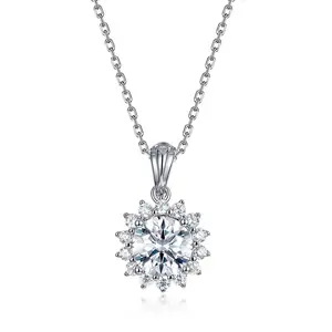 Flash 8mm Round Moissanite Snowflake Pendant 925 Sterling Silver Diamond Pendant Necklace For Women