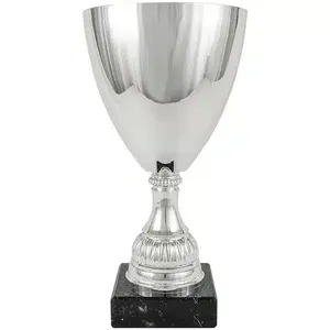 Coppa Sportiva Argentata con Base in Marmo Nero - Product Image 1