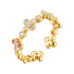 Flower <b>Open</b> <b>Ring</b> Gold Adjustable For Women Gift Jewelry R14610 - Product Image 5