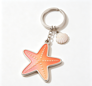 Custom Starfish Keychain Metal <b>Keyring</b> Enamel Shell Pendant Zinc Alloy Souvenir Gift - Product Image 2