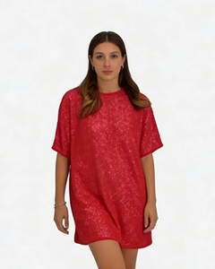 Robe courte à sequins rouges surdimensionnée pour femme – Robe de soirée scintillante pour les occasions décontractées et les sorties nocturnes - Product Image 1