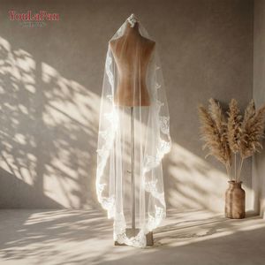 YouLaPan Velo de novia elegante de tul suave con apliques de encaje, velo de boda corto para dama de honor, accesorios para el cabello de boda <span class=keywords><strong>M169</strong></span> - Product Image 4