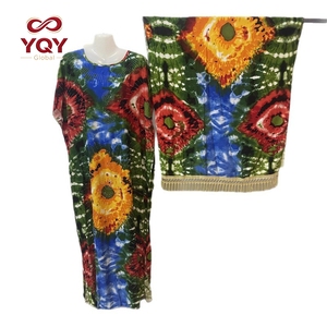 Nuevo Vestido Largo Talla Grande con Cuello <span class=keywords><strong>Barco</strong></span>, Adornos de Pedrería, Pañuelo para la Cabeza con Borlas, Túnica Fluida de Rayón Estampado Colorido - Product Image 5