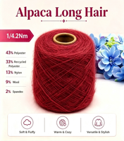 Fil à tricoter et à crocheter en mélange de laine et alpaga, épais, doux, moelleux, chaud, élastique, recyclé, 1/4.2Nm, style poils longs